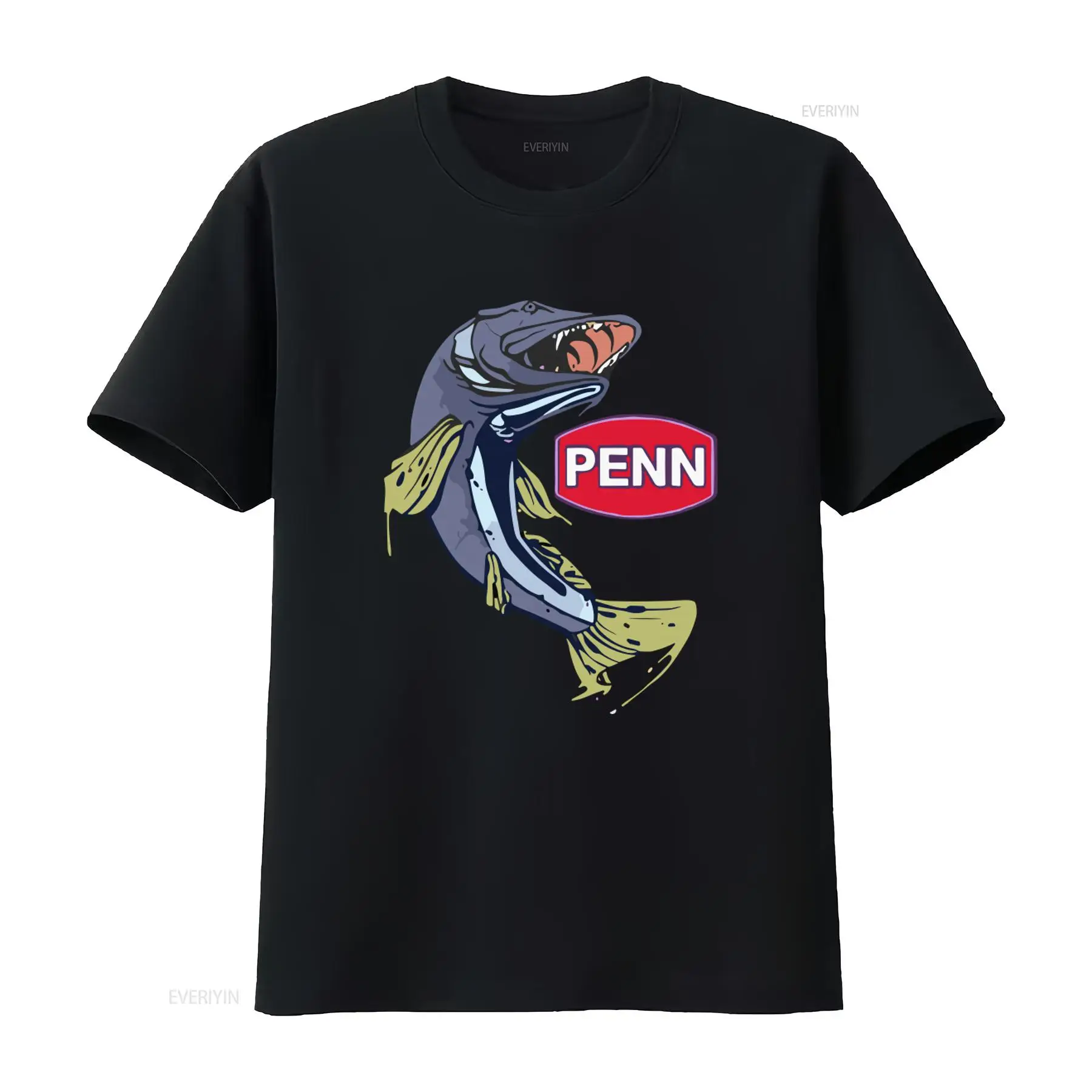 Fishing Equipment Logos - Kaos Hitam Pria Logo Perusahaan Peralatan