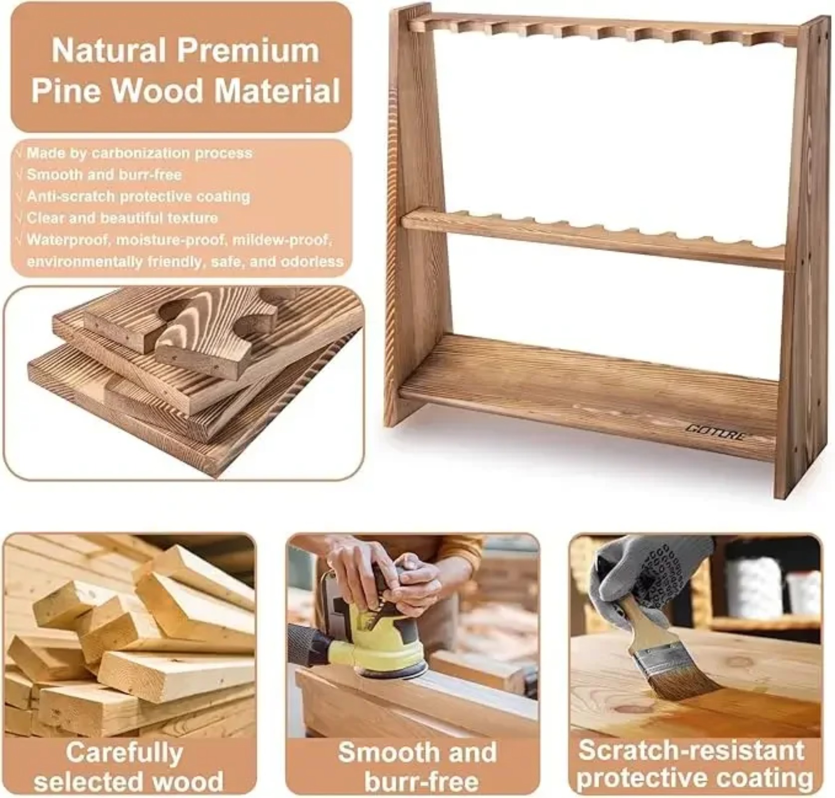 Rak Pancing Kayu Pinus Karboni - Fishing Equipment Holder ulasan dan harga