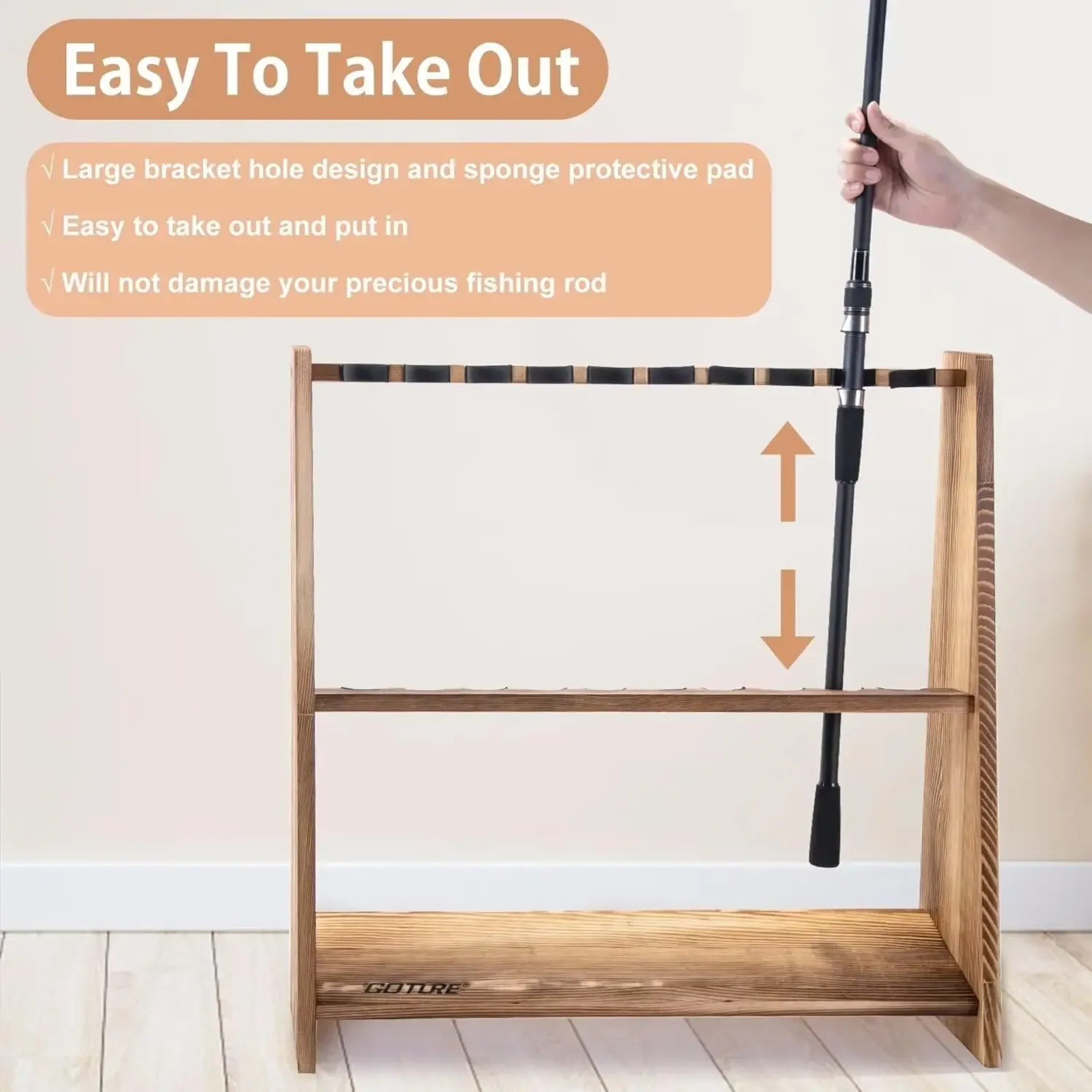 Rak Pancing Kayu Pinus Karboni - Fishing Equipment Holder ulasan dan harga